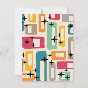 Retro Mid Century Modern Abstrakt Mönster Vykort
