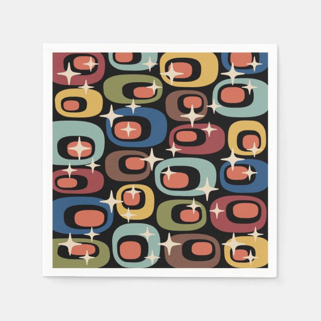 Retro Mid Century Modern Abstrakt Pappersservett (Framsidan)