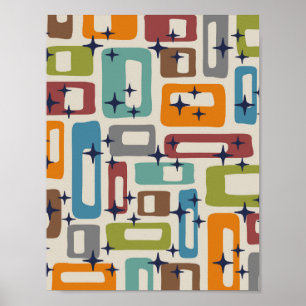 Retro Mid Century Modern Abstrakt Poster