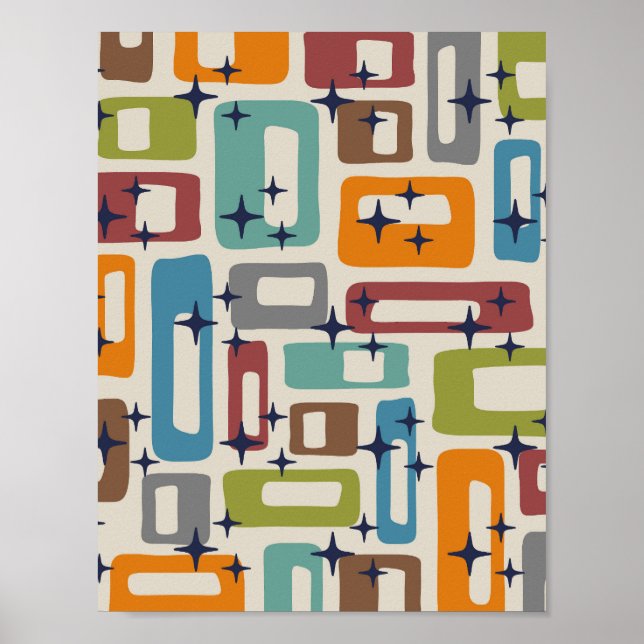 Retro Mid Century Modern Abstrakt Poster (Framsidan)