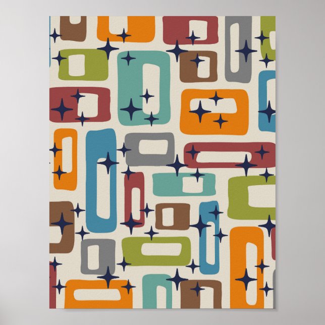 Retro Mid Century Modern Abstrakt Poster (Framsidan)