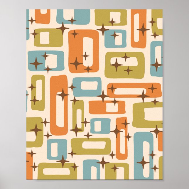 Retro Mid Century Modern Abstrakt Poster (Framsidan)