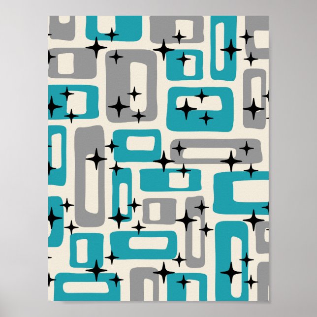 Retro Mid Century Modern Abstrakt Poster (Framsidan)