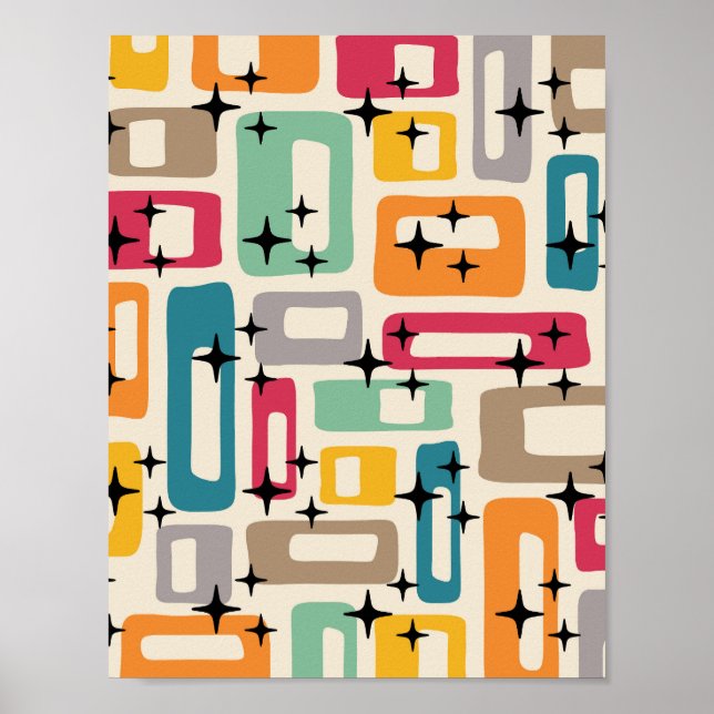 Retro Mid Century Modern Abstrakt Poster (Framsidan)
