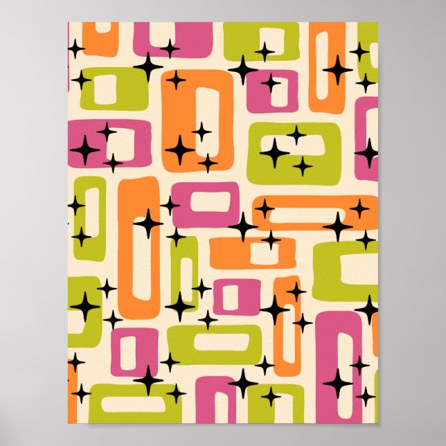 Retro Mid Century Modern Abstrakt Poster (Framsidan)