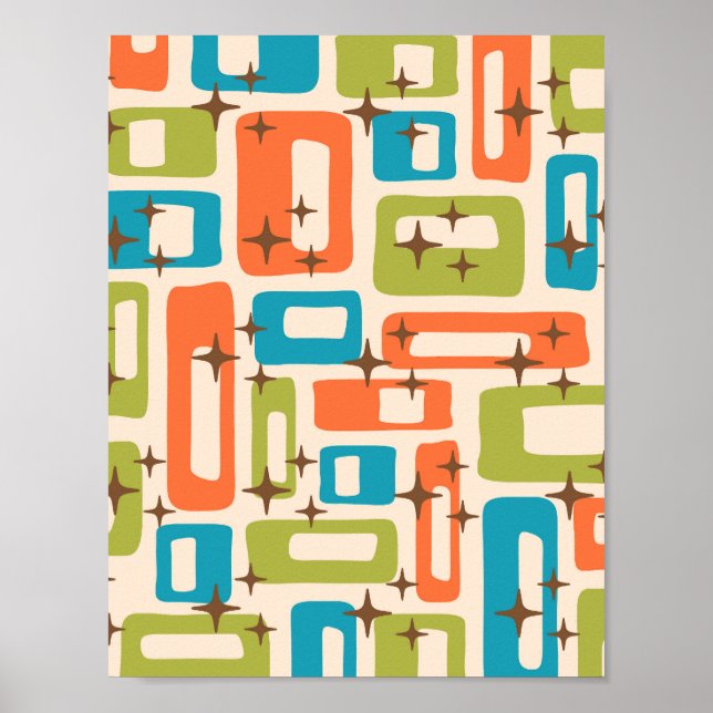 Retro Mid Century Modern Abstrakt Poster (Framsidan)