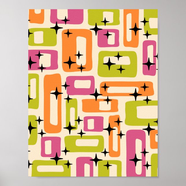 Retro Mid Century Modern Abstrakt Poster (Framsidan)