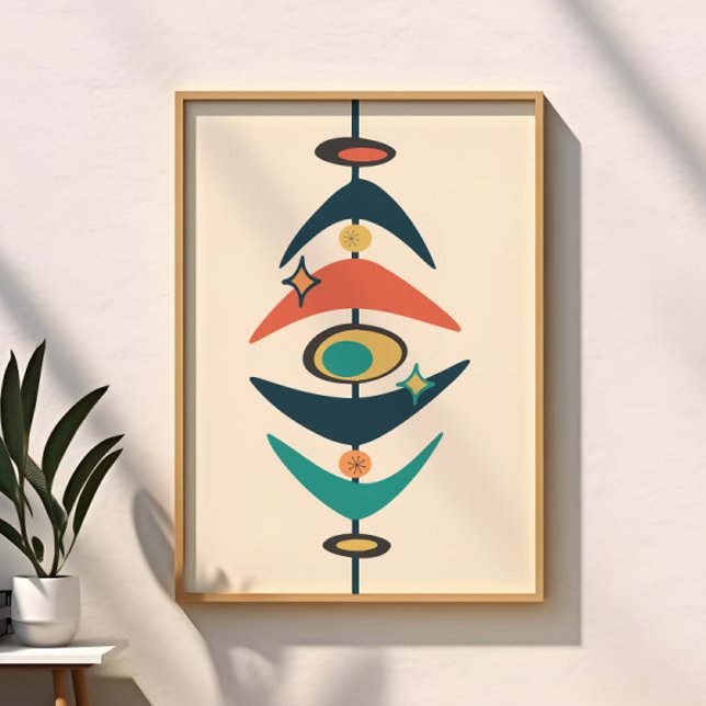Retro Mid Century Modern Atomåldern Abstrakt Poster (Skapare uppladdad)