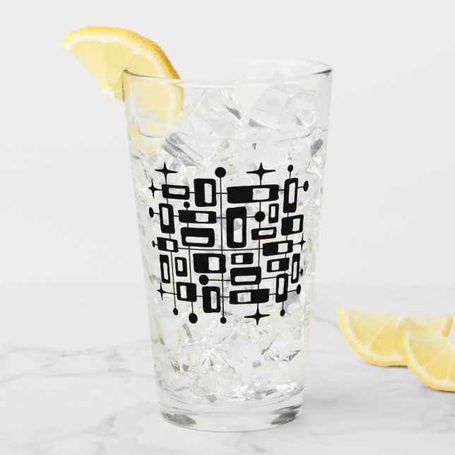 Retro Mid Century Modern Atomic Abstract Glaskopp (Framsida Ice)