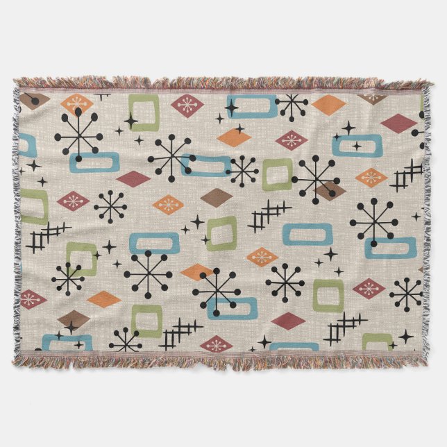 Retro Mid Century Modern Atomic Abstrakt Mönster Filt (Framsidan)