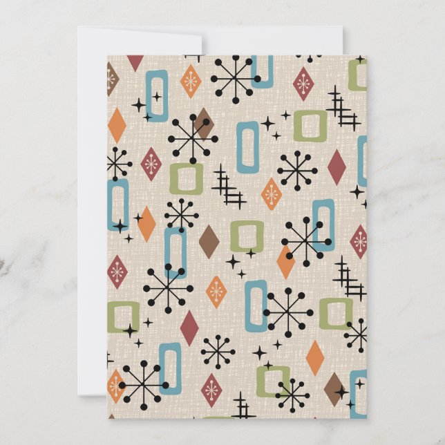 Retro Mid Century Modern Atomic Abstrakt Mönster Inbjudningar (Framsida)