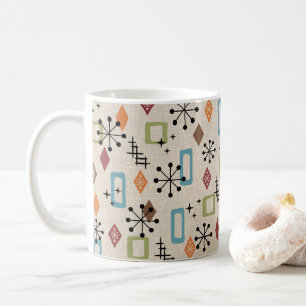 Retro Mid Century Modern Atomic Abstrakt Mönster Kaffemugg