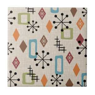Retro Mid Century Modern Atomic Abstrakt Mönster Kakelplatta