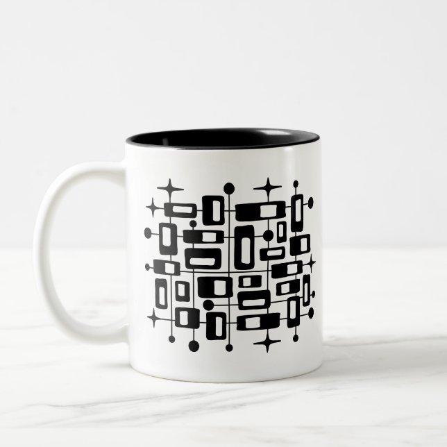 Retro Mid Century Modern Atomic Abstrakt Två-Tonad Mugg (Vänster)