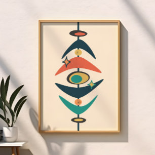 Retro Mid Century Modern Atomic Age Abstrakt Poster