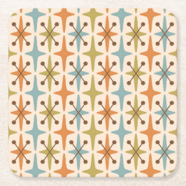 Retro Mid Century Modern Atomic Age Mönster Underlägg Papper Kvadrat