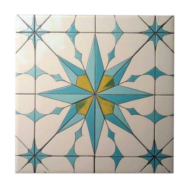 Retro Mid Century Modern Atomic Geometric Pattern Kakelplatta (Framsidan)