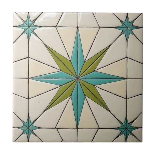 Retro Mid Century Modern Atomic Geometric Pattern Kakelplatta (Framsidan)