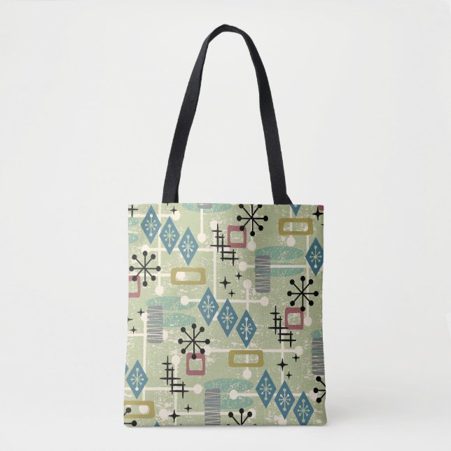 Retro Mid Century Modern Atomisk Abstrakt Tygkasse (Framsida)