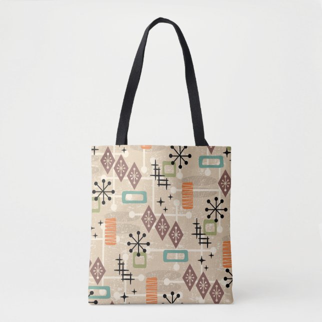 Retro Mid Century Modern Atomisk Abstrakt Tygkasse (Framsida)
