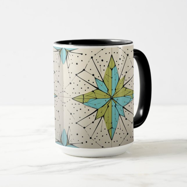 Retro Mid Century Modern Atomiskt Geometriskt Möns Mugg (Framsida höger)