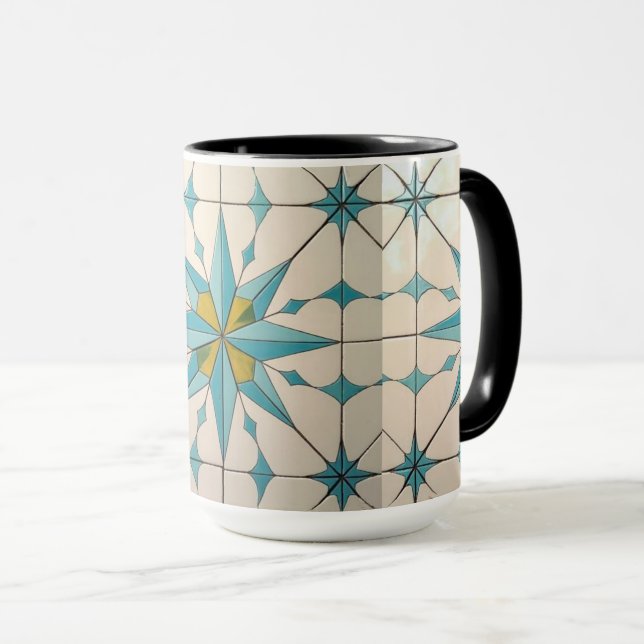 Retro Mid Century Modern Atomiskt Geometriskt Möns Mugg (Framsida höger)