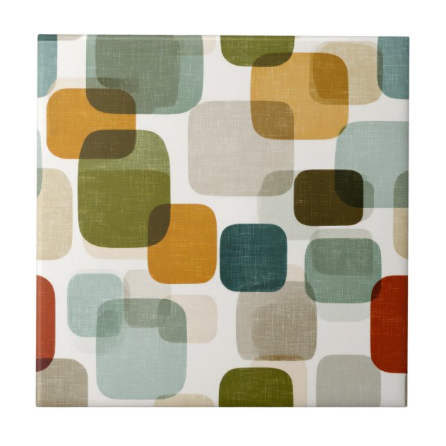 Retro Mid-Century Modern Avrundade Fyrkantsmönster Kakelplatta (Framsidan)