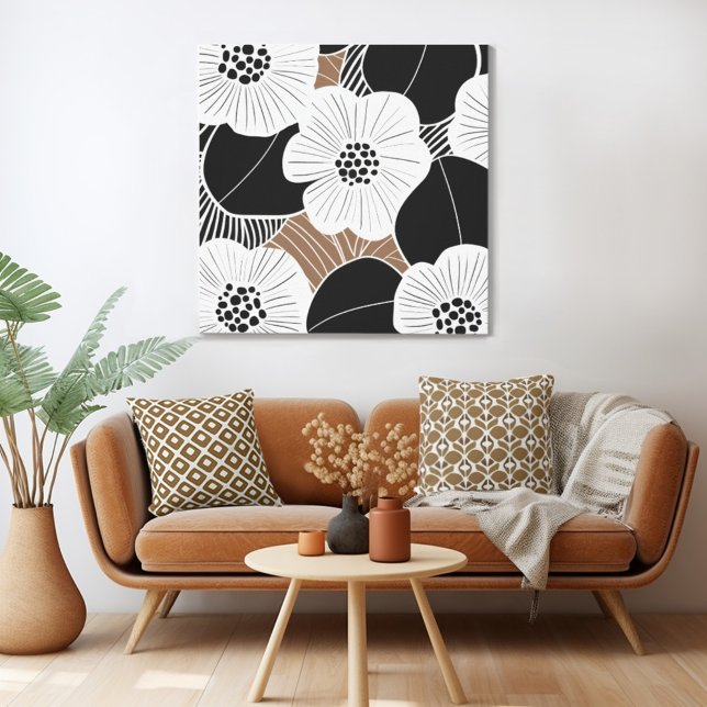 Retro Mid Century Modern Blommigt Canvastryck (Mix n' match in retro mid century modern style with a retro floral canvas print from Wild on Flowers)
