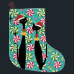 Retro Mid Century Modern Cats Peppermynt Santa Stor Julstrumpa<br><div class="desc">Fler underbarare artiklar i min butik!</div>