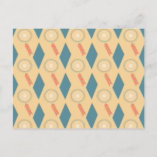Retro Mid Century Modern Circles Pilar Diamonds Vykort