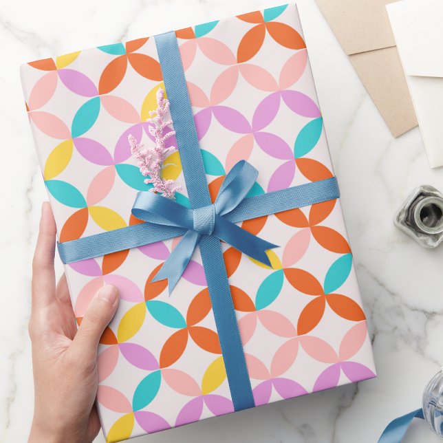 Retro Mid Century Modern Colorful Abstrakt Mönster Presentpapper (Skapare uppladdad)