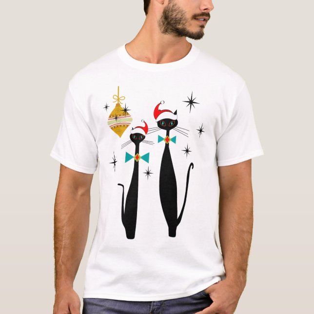 Retro Mid Century Modern Cool Cat Jul  T Shirt (Framsida)