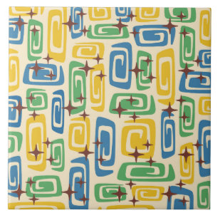 Retro Mid Century Modern Cosmic Abstrakt Mönster Kakelplatta