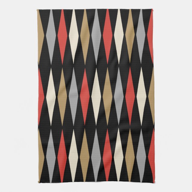 Retro Mid Century Modern diamantmönster Kökshandduk (Vertikal)
