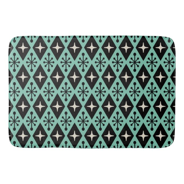 Retro Mid Century Modern Diamantstjärnburstmönster Badrumsmatta (Framsidan)