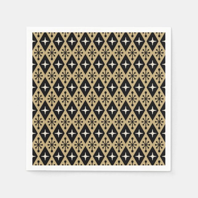 Retro Mid Century Modern Diamantstjärnmönster Pappersservett (Framsidan)