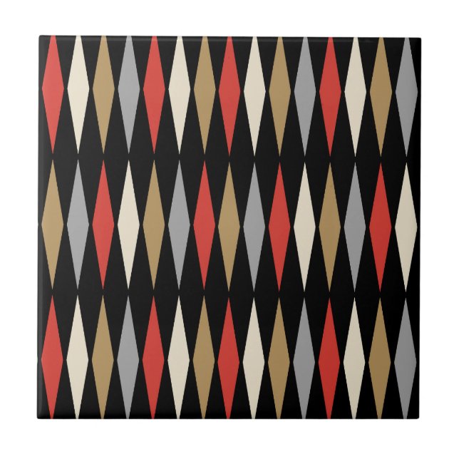 Retro Mid Century Modern Diamond Mönster Kakelplatta (Framsidan)