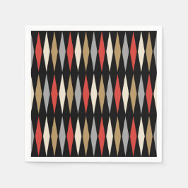 Retro Mid Century Modern Diamond Mönster Pappersservett