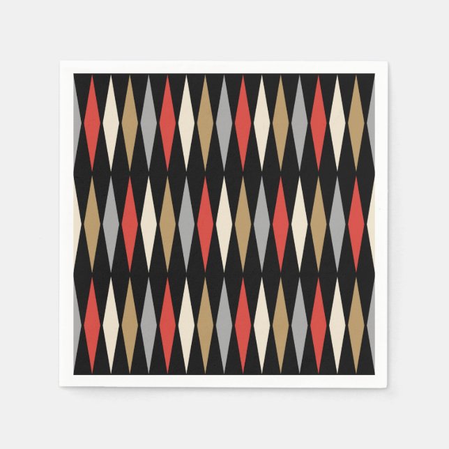 Retro Mid Century Modern Diamond Mönster Pappersservett (Framsidan)