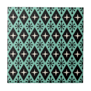 Retro Mid Century Modern Diamond Starburst Mönster Kakelplatta
