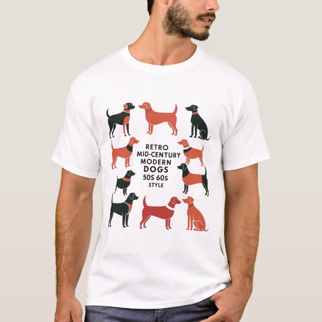 Retro Mid-Century Modern Dogs 50s 60s Style abstra T Shirt (Framsida)