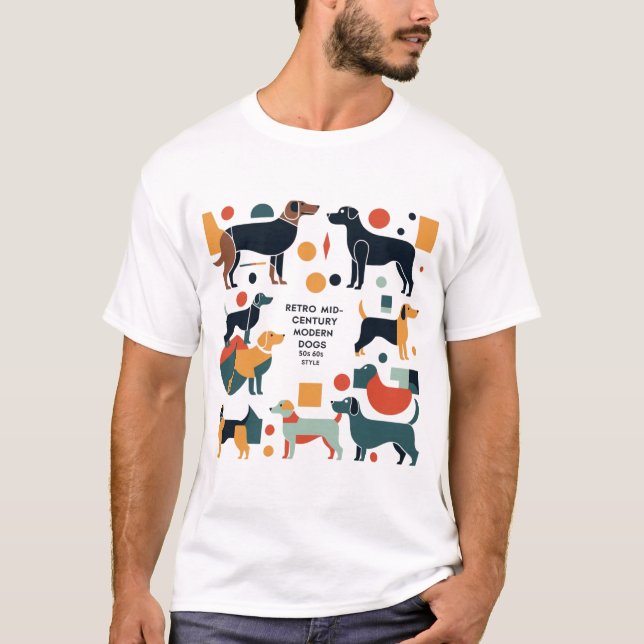 Retro Mid-Century Modern Dogs 50s 60s Style abstra T Shirt (Framsida)