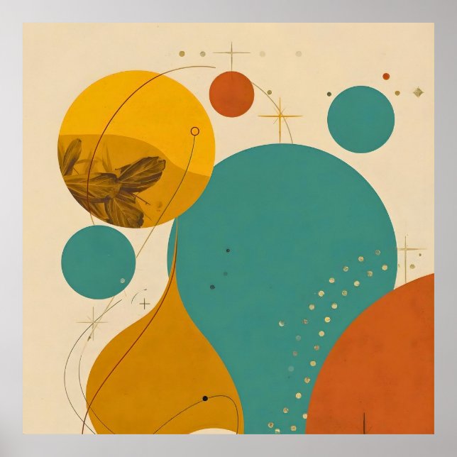 Retro Mid Century Modern Geometric Abstract Design Poster (Framsidan)
