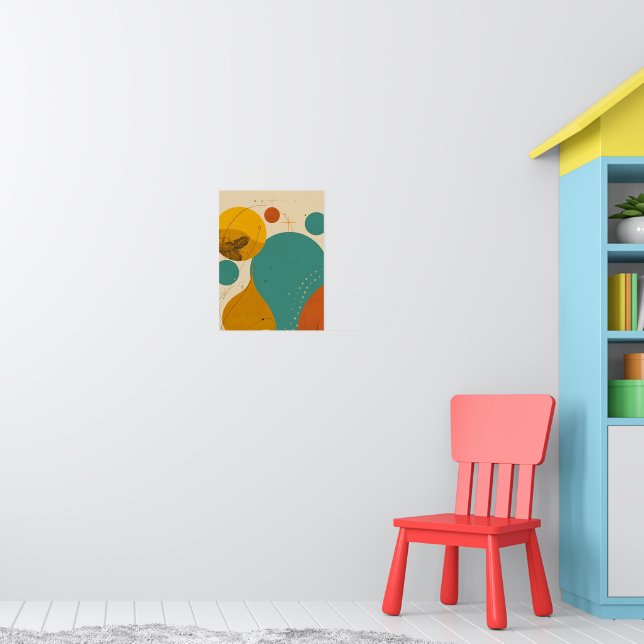 Retro Mid Century Modern Geometric Abstract Design Poster (Barnkammare 1)