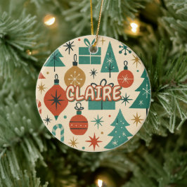 Retro Mid Century Modern Geometric Helgdag Julgransprydnad Keramik