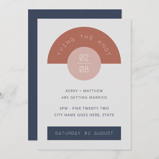 Retro Mid Century Modern Geometrisk Konst 1950-tal Inbjudningar (Fram/baksida)