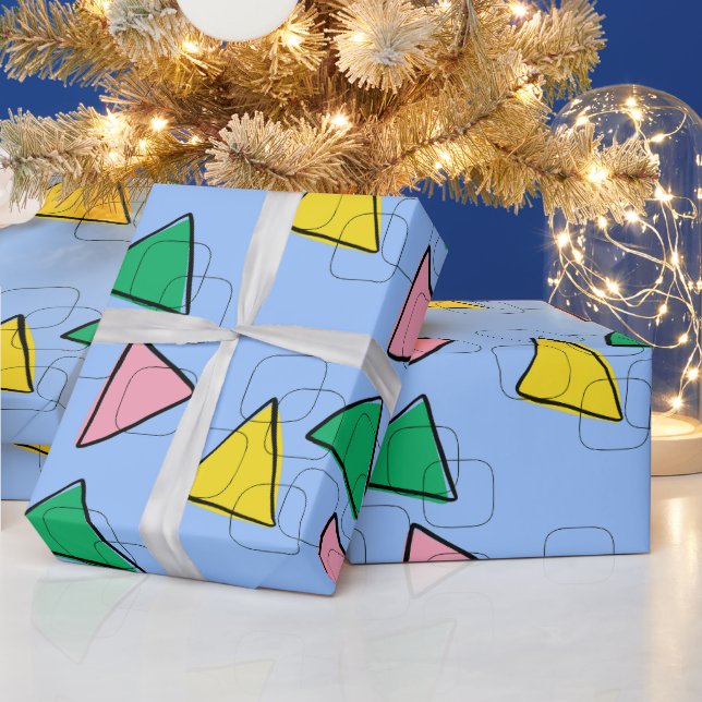 Retro Mid-Century Modern Geometriska Trianglar Pre Presentpapper (Helgdagar)