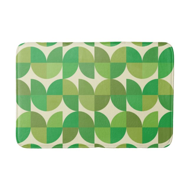 Retro Mid century Modern grön geometrisk mönster   Badrumsmatta (Framsidan)