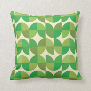 Retro Mid century Modern grön geometrisk mönster Kudde