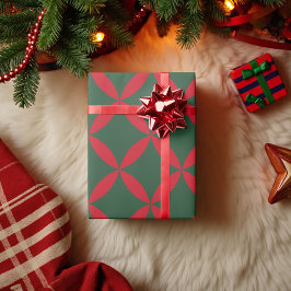 Retro Mid Century Modern Helgdag Geometric Blommig Presentpapper